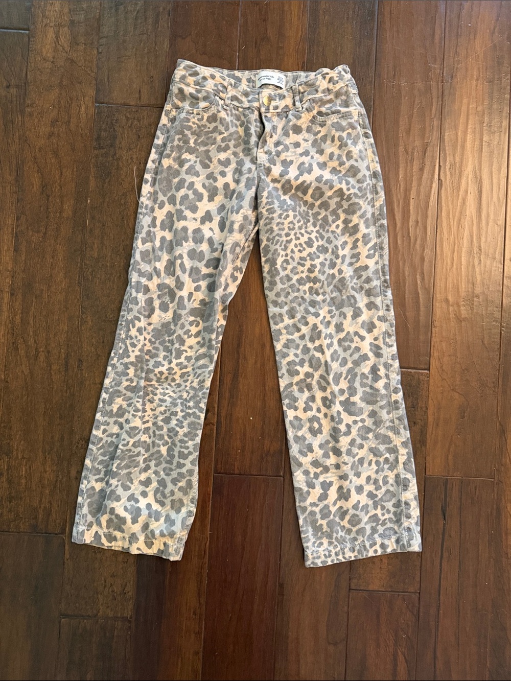 abercrombie kids Beige and Gray Leopard Print Jeans